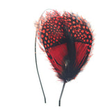 Bohemian Red Guinea Fowl Feather Hairband Kit Adjustable Removable