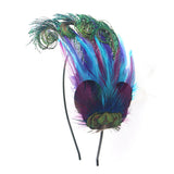 Multi-colored Curly Peacock Feather Hairband Kit Adjustable Removable