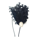 Black Curly Feather and Pearl Hairband Kit Adjustable Removable