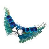 Peacock Feather Butterfly Adjustable Removable Hairband w/ Rhinestones