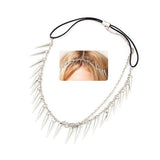 Silver Finish Adjustable Headdress Headband with Rivet Tassels