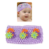 Babys Lilac Wide Mesh Stretch Headband with Flowers