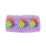 Babys Pink Wide Mesh Stretch Headband with Flowers