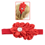 Girls Red Holiday Double Flower Stretch Hairband