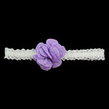 Girls White Lace Stretch Hairband with Dotted Pink Flower