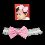 Girls Stretch Hairband with Checker Pattern Bow