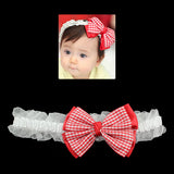 Girls Stretch Hairband with Checker Pattern Bow Black