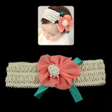 Girls Crochet Stretch Headband with Bow and Flower