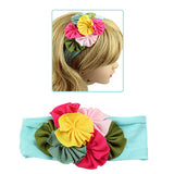 Girls Soft Fabric Wide Stretch Headband with Colorful Flowers