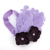 Girl's Lilac Stretch Headband Feather & Purple Flowers
