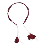 Fabric Wrapped Hair Band Headband with Earring-like Floral Tassels