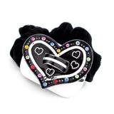 Black&White Acrylic Heart Ponytail Holder w/ Multi-colored Rhinestones