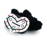 Black&White Acrylic Heart Ponytail Holder w/ Multi-colored Rhinestones