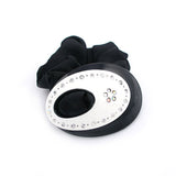 Black and White Acrylic Oval Shape Ponytail Holder with Czech Crystals