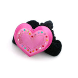 Pink Acrylic Heart Velvet Ponytail Holder with Czech Crystals