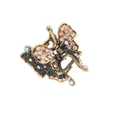 Antique Brass Rhinestone Small Butterfly Hair Claw Topaz