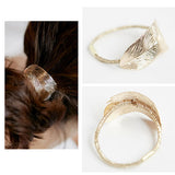 Ponytail Holder Elastic with Gold Finish Leave Piece
