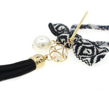 Wrapped Bow Geometric Bun Cover and Hair Stick with Tassel 2-pc Set