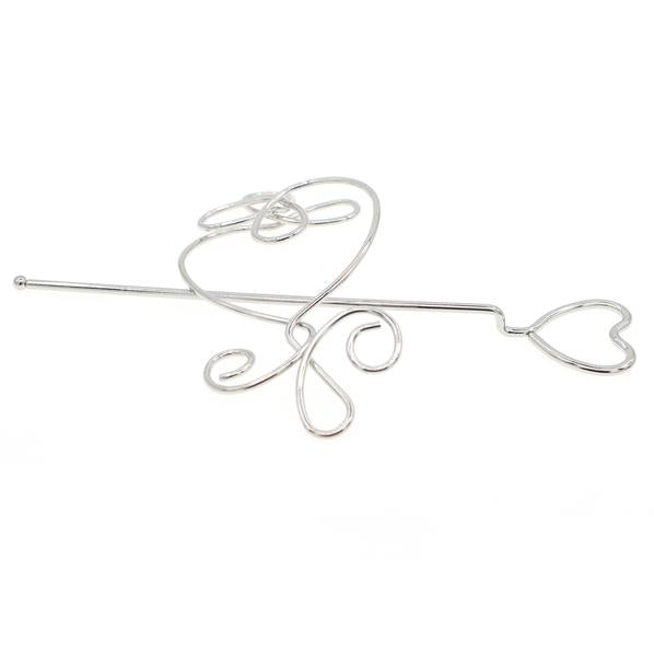 Silver Finish Metal Wire Hair Stick and Bun Cover 2-pc Set Fish