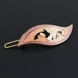 Gold-plated Chinese Cloisonne Dolphin Hair Clip