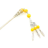 Tibetan Style Hair Stick with Tassel 5.5" Long Yellow