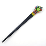 Handmade Thread Wrapped Buffalo Horn Hair Stick with Colorful Chips
