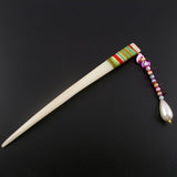 Handmade Thread Wrapped Yak Horn Hair Stick with Tassel