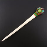 Handmade Thread Wrapped Yak Horn Hair Stick with Chips