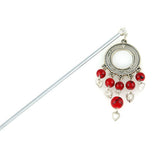 Tibetan Style Hair Stick with Tassel 5.75 In Red