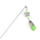 Tibetan Style Hair Stick with Tassel 5.75 In Green