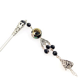 Cloisonne Bead Hair Stick with Tassels 5.25" Green