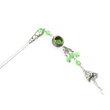 Cloisonne Bead Hair Stick with Tassels 5.25" White