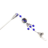 Cloisonne Bead Hair Stick with Tassels 5.25" Yellow