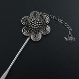 Miao Ethnic Tribal Floral Hair Stick with Tassel