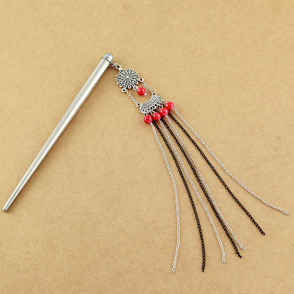 Crystalmood Hollow Stainless Steel Hair Stick w/ Tassels
