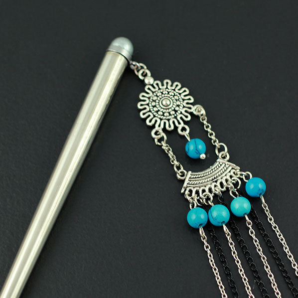 Crystalmood Hollow Stainless Steel Hair Stick w/ Tassels