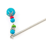 Tribal Style Blue Beads Tassel Hair Stick
