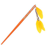 Orange Chopstick Hair Stick with Feather Tassels (pc)
