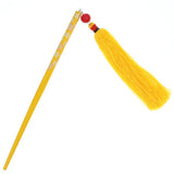 Yellow Floral Chopstick Hair Stick with Bead and Tassels (pc)