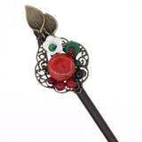 Wood Stick with Calla Lily Metal Piece and Beads