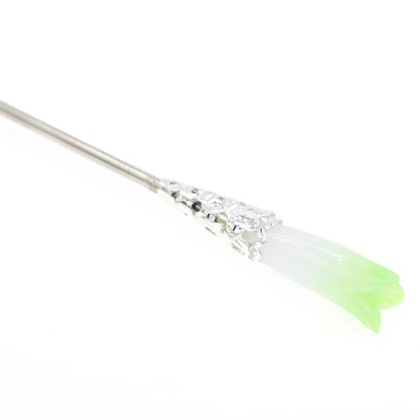 Green Glass Lampwork Beads Hair Stick Yulan