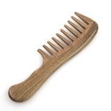 Crystalmood Lignum-vitae Wood Wide-Tooth Hair Comb with Handle