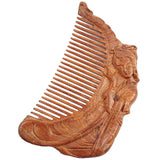 Rosewood Seamless Carved Harp-Playing Ancient Chinese Lady Pocket Hair Comb