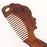 Carved Rosewood Ancient Chinese Lady Seamless Hair Comb with Handle