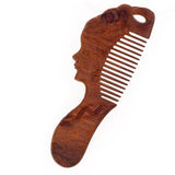 Carved Rosewood Ancient Chinese Lady Seamless Hair Comb with Handle