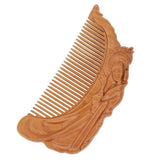 Peachwood Carved Ancient Chinese Harp Player Seamless Hair Comb