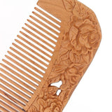 Peachwood Carved Roses Flowers Seamless Dome Hair Comb