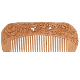 Peachwood Carved Roses Flowers Seamless Dome Hair Comb