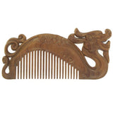Lignum-Vitae Wood Carved Seamless Pocket Hair Comb Dragon