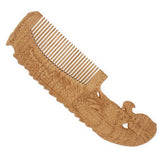 Peachwood Carved Dragon Seamless Hair Comb with Handle